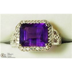 7) STERLING SILVER AMETHYST MEN'S RING SIZE 5.5