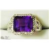 Image 1 : 7) STERLING SILVER AMETHYST MEN'S RING SIZE 5.5