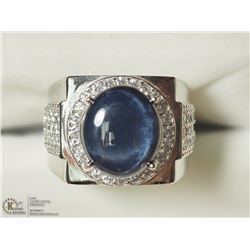 11) STERLING SILVER STAR SAPPHIRE MENS RING SIZE 9