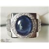 Image 2 : 11) STERLING SILVER STAR SAPPHIRE MENS RING SIZE 9