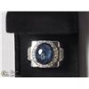 Image 3 : 11) STERLING SILVER STAR SAPPHIRE MENS RING SIZE 9
