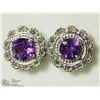 Image 1 : 22) STERLING SILVER 2 IN 1 AMETHYST EARRINGS