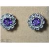 Image 2 : 22) STERLING SILVER 2 IN 1 AMETHYST EARRINGS