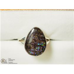 30) STERLING SILVER CANADIAN AMMOLITE RING SIZE 7