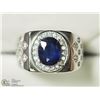 Image 1 : 35) STERLING SILVER SAPPHIRE MEN'S RING SIZE 10
