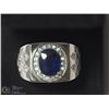 Image 2 : 35) STERLING SILVER SAPPHIRE MEN'S RING SIZE 10