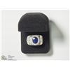 Image 3 : 35) STERLING SILVER SAPPHIRE MEN'S RING SIZE 10