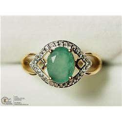 44) STERLING SILVER GENUINE EMERALD RING SIZE 7