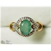 Image 1 : 44) STERLING SILVER GENUINE EMERALD RING SIZE 7
