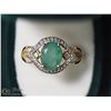 Image 2 : 44) STERLING SILVER GENUINE EMERALD RING SIZE 7