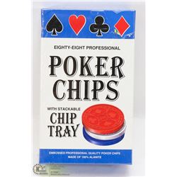 88 POKER CHIPS WITH CHIP TRAY