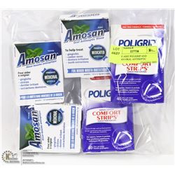 BAG OF ASST POLIGRIP AND AMOSAN ORAL ANTISEPTIC