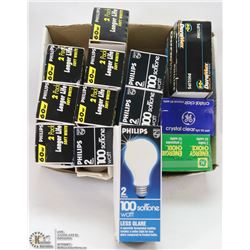 BOX OF INCANDESCENT LIGHT BULBS.