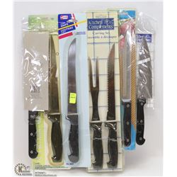 LOT OF KITCHEN KNIVES/ CARVING SET