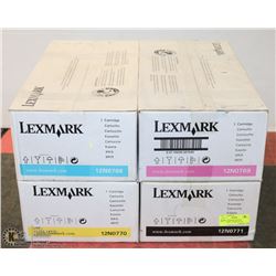 4 NEW LEXMARK PRINTER CARTRIDGES - COMPLETE SET