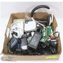 BOX OF TECHNOLOGY INCLUDING HEADPHONES & MORE