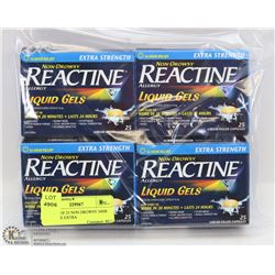 4 PACKS OF 25 NON DROWSY 24HR REACTINE EXTRA