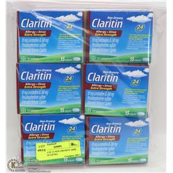 6 PACKS OF 15 NON DROWSY 24HR CLARITIN EXTRA