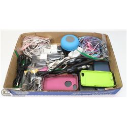 FLAT OF ASSORTED PHONE CHARGING BLOCKS, CORDS