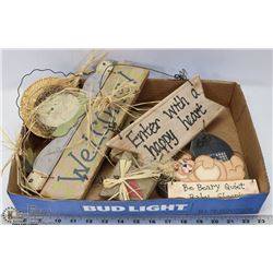 FLAT WITH 3 WOOD HANGING SIGNS .HOME