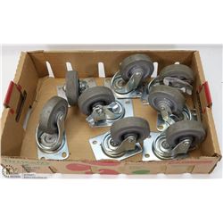 LOT OF 4 LOCKING AND 4 NON LOCKING CASTORS