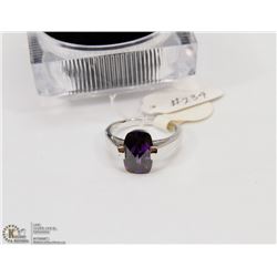 NEW STERLING 925 SILVER RING CUBIC PURPLE STONE