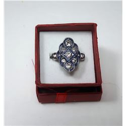 10)  WHITE TOPAZ &SAPPHIRE ART DECO