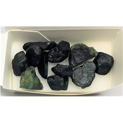 13)  NATURAL ROUGH GREEN EMERALDS