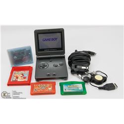GAMEBOY ADVANCE SP WITH CHARGER, HEADPHONES AND