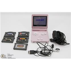 GAMEBOY ADVANCE SP WITH CHARGER, HEADPHONES AND