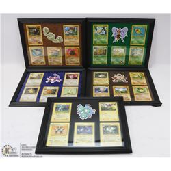 LOT OF 5 POKÉMON FRAMED CARD PICTURES.