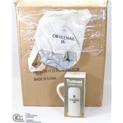 CASE OF 12 NEW 16OZ DENVER BEER STEINS.