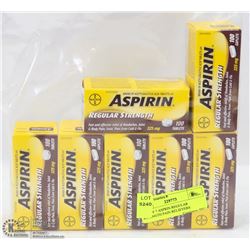 LOT OF 7 ASPRIN REGULAR STRENGTH PAIN RELIEVERS