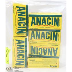 LOT OF 6 ANACIN HEADACHE RELIEF - 100 TABLETS EACH