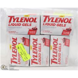 LOT OF 5 TYLENOL LIQUID GELS PAIN RELIEVERS 115