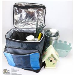 INSULATED CAMPING COOLER, BIRD HOUSE, BIKE BASKET,