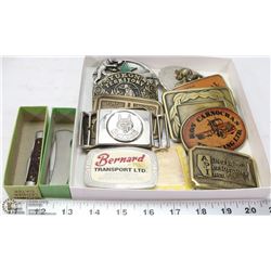 FLAT OF ASSORTED BELT BUCKLES.