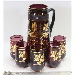 VINTAGE BAR SET DECANTER WITH 5 GLASSES