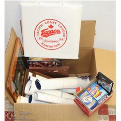 FLAT OF COLLECTIBLES INCL SPORTS MEMORABILIA,