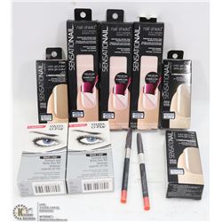 BAG OF NAIL SHIELDS AND EYELASH & BROW DYE KITS.