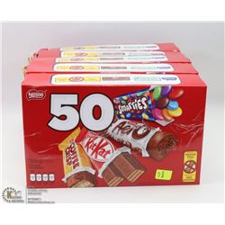 5 BOXES OF 50 SNACK SIZE CHOCOLATES