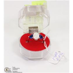 #80-AUSTRALIAN TRIPLE FIRE OPAL & TOPAZ  RING