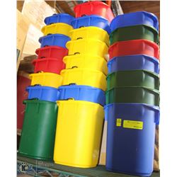 LOT OF 23 USED  5-QT SANITIZING PAILS