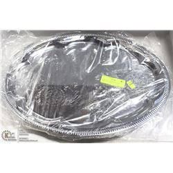 LOT OF 4 NEW 18", PLATED STEEL OVAL TRAYS