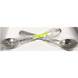 LOT OF 8 NEW ASSORTED 15" STAINLESS STEEL SPOONS