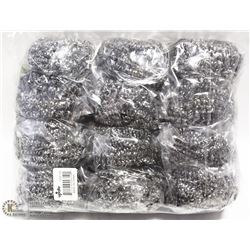 PACKAGE OF 12 NEW STAINLESS STEEL POT SCRUBBERS