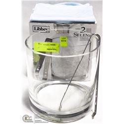 NEW 2PC GLASS LIBBEY ICE BUCKET SET