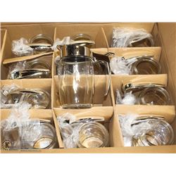 CASE OF 12 NEW CHROME SUGAR/SYRUP DISPENSERS