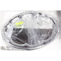 NEW OVAL TRAY 18" PLATED STEEL - LOT OF 4
