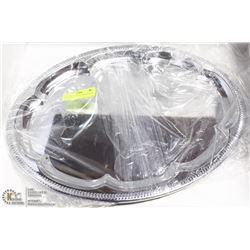 NEW OVAL TRAY 18" PLATED STEEL - LOT OF 4